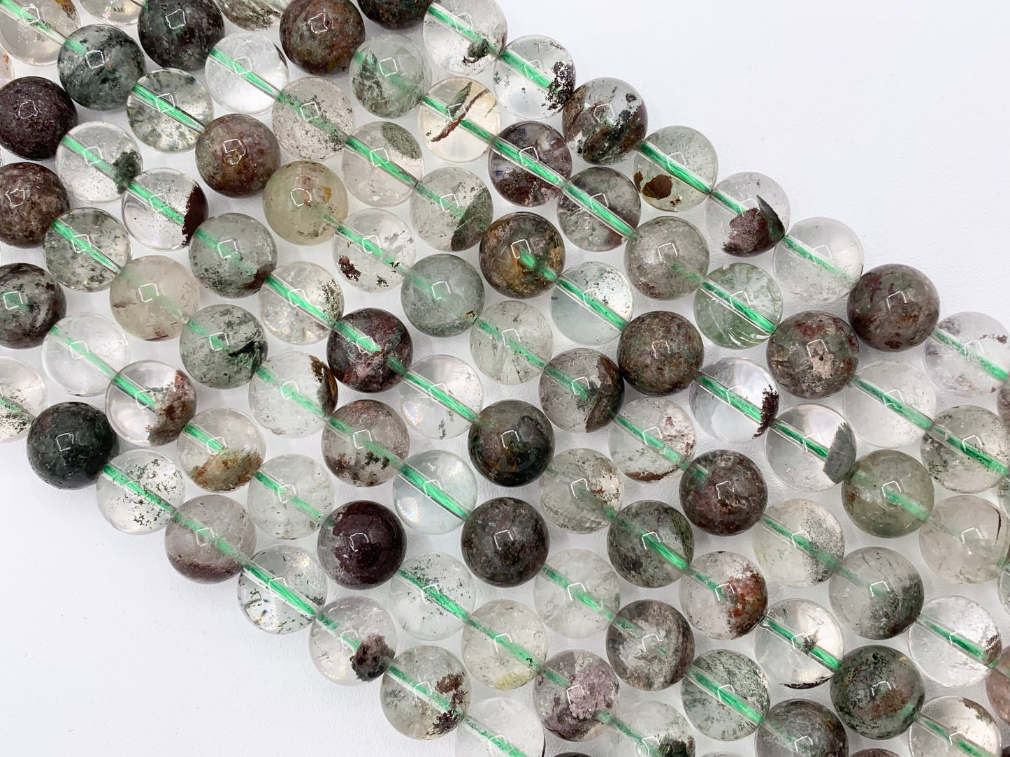 Natural Green Phantom Quartz Round Smooth Shiny Natural Gemstone Beads 6mm 8mm 10-11mm Around 15"