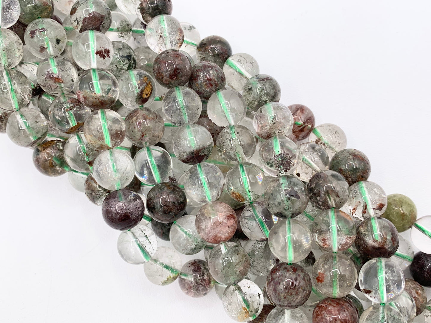 Natural Green Phantom Quartz Round Smooth Shiny Natural Gemstone Beads 6mm 8mm 10-11mm Around 15"