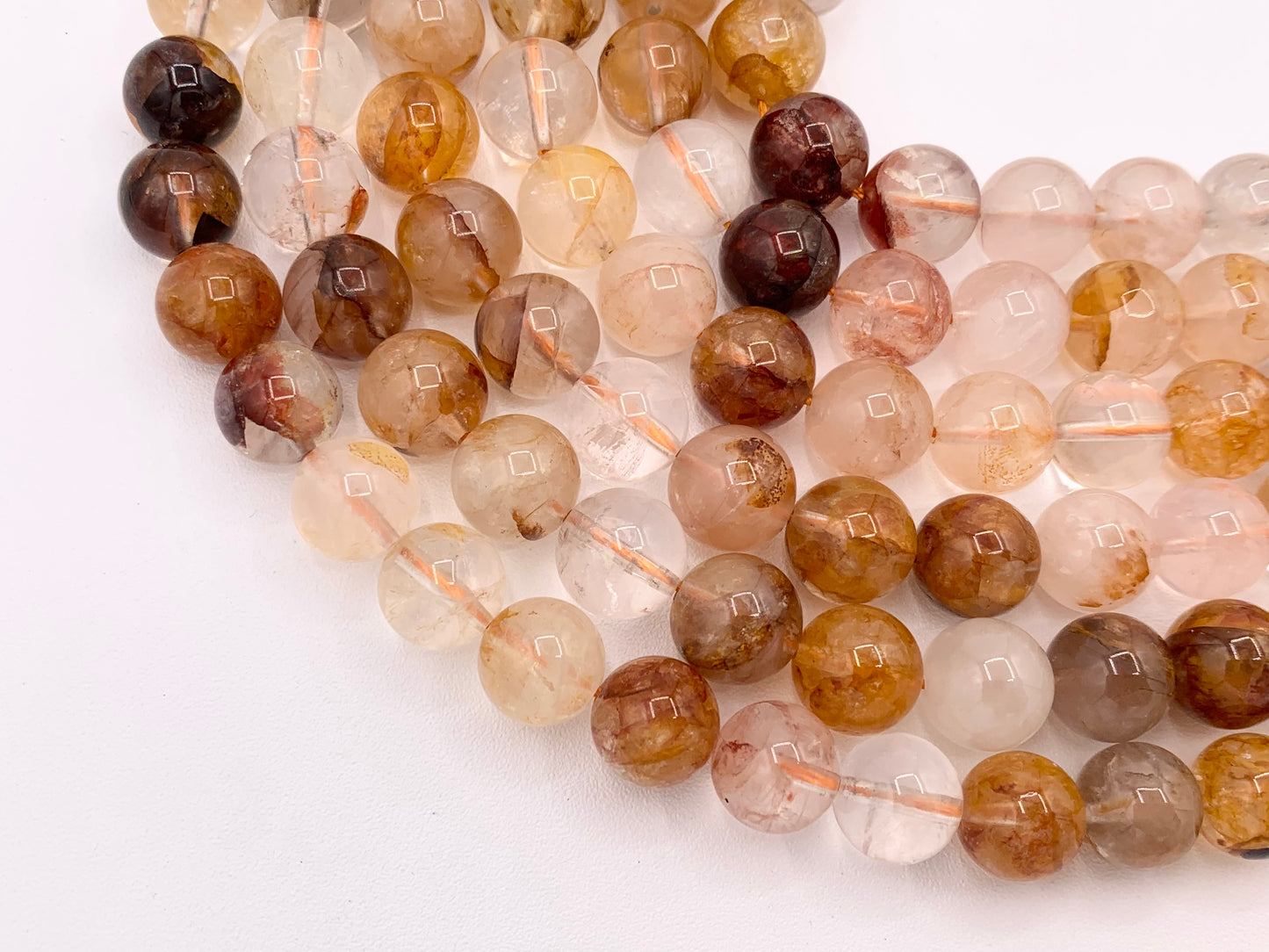 Natural Red Hematoid Quartz Round Smooth Natural Stone Beads 6mm 8mm 10mm Around 15"