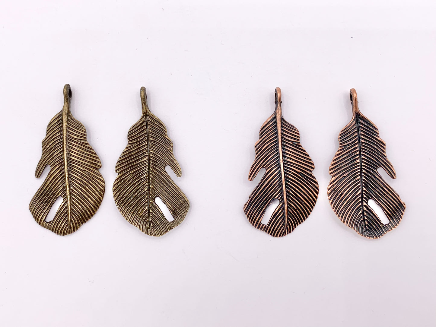 22x43mm Pewter Curved Leaf Pendants Bulk Order in Rosy Gold, Silver, Brass, Copper and Patina
