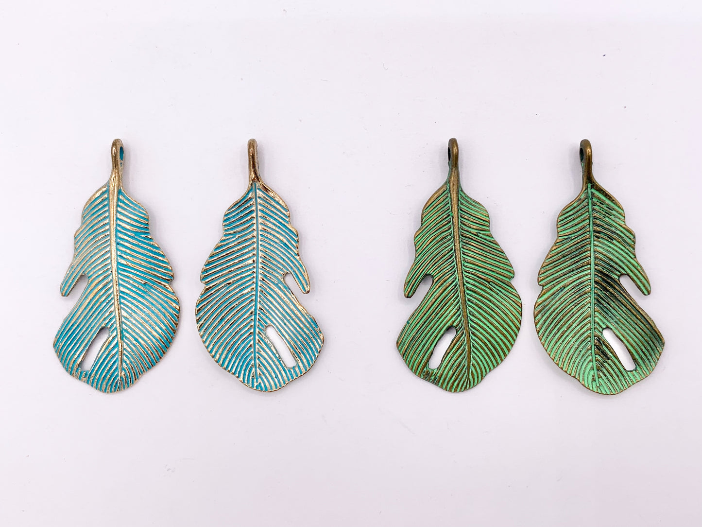 22x43mm Pewter Curved Leaf Pendants Bulk Order in Rosy Gold, Silver, Brass, Copper and Patina
