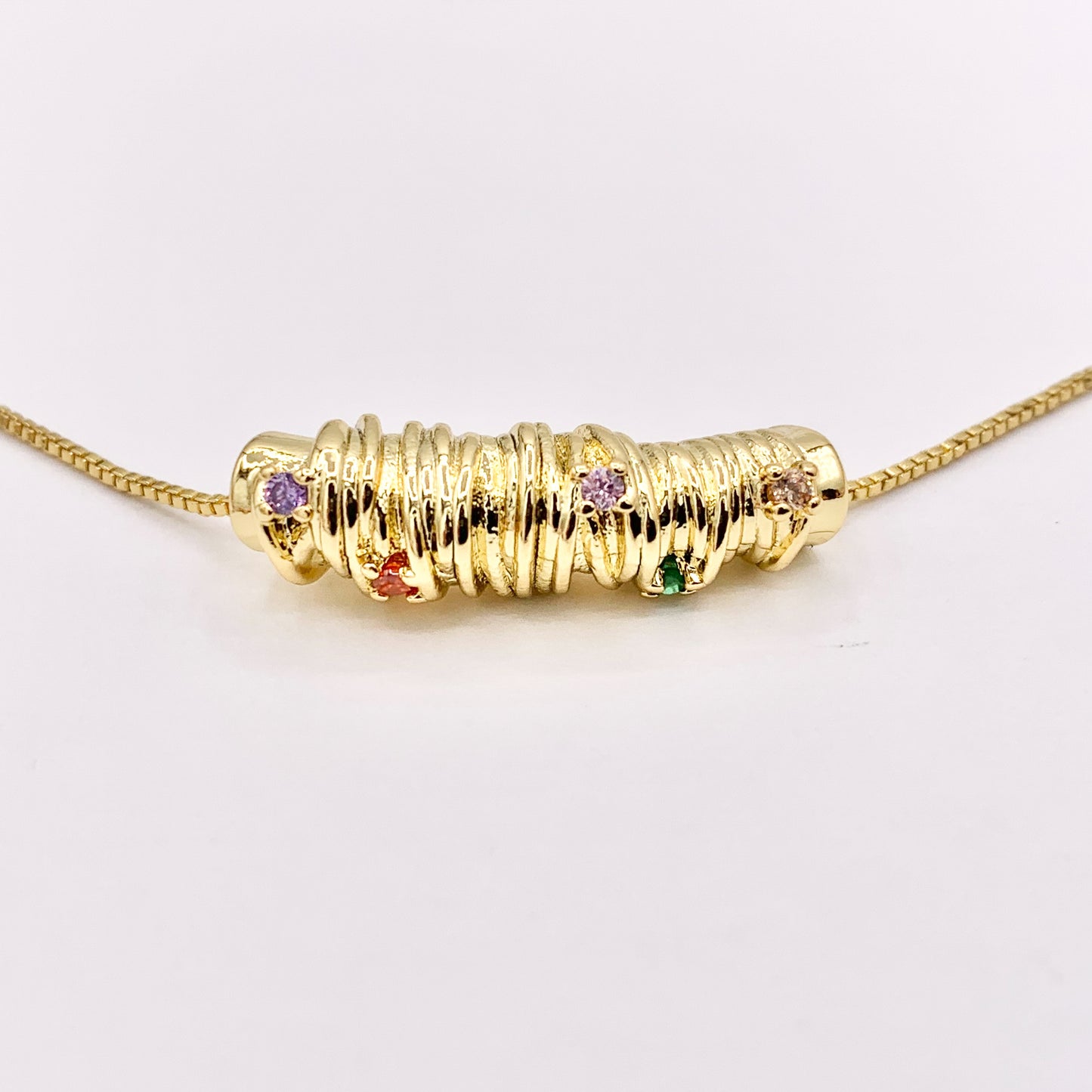 1" Long Etched Tube Cylinder Beads with Colorful CZ Pave in Real 18K Gold Plated Over Brass For Jewelry Making/Designs 8 PCS