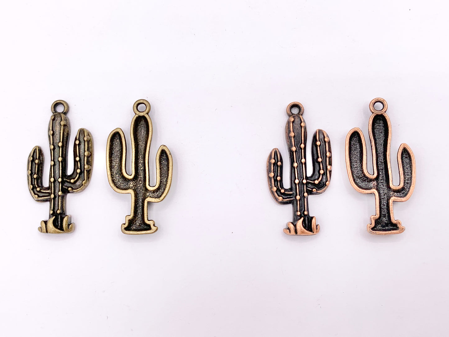 13x28mm Pewter Cactus Pendants Bulk Order in Rosy Gold, Silver, Brass, Copper 125 Grams