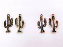 Load image into Gallery viewer, 16x33mm Pewter Cactus Pendants Bulk Order in Rosy Gold, Silver, Brass, Copper 125 Grams
