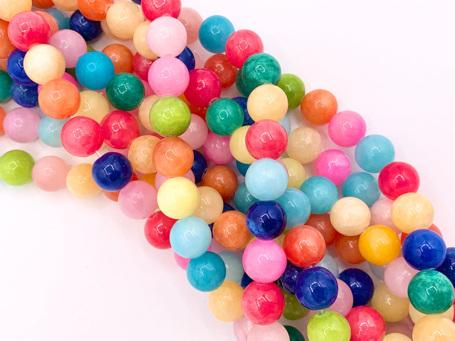 Colorful Dyed Jade Round Smooth Shiny Natural Stone Beads Beautiful Mixed Candy Color Beads 6mm 8mm 10mm 12mm Around 15"