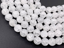 Load image into Gallery viewer, Natural Crackle Clear Quartz Round Smooth Shiny Beads Healing Crystalline Gemstone 4mm 6mm 8mm 10mm 12mm Around 15&quot;
