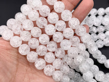 Load image into Gallery viewer, Natural Crackle Clear Quartz Round Smooth Shiny Beads Healing Crystalline Gemstone 4mm 6mm 8mm 10mm 12mm Around 15&quot;
