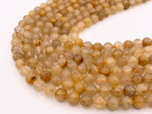 Load image into Gallery viewer, Grade AAA Natural Gold Rutilated Quartz Round Smooth Beads 5mm 6mm 7-8mm 9mm 10mm Around 15&quot;
