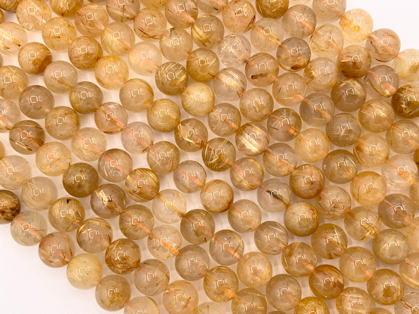 Grade AAA Natural Gold Rutilated Quartz Round Smooth Beads 5mm 6mm 7-8mm 9mm 10mm Around 15"