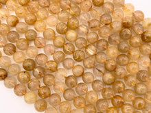 Load image into Gallery viewer, Grade AAA Natural Gold Rutilated Quartz Round Smooth Beads 5mm 6mm 7-8mm 9mm 10mm Around 15&quot;
