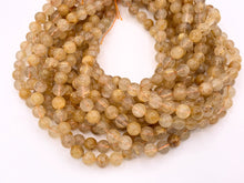 Load image into Gallery viewer, Grade AAA Natural Gold Rutilated Quartz Round Smooth Beads 5mm 6mm 7-8mm 9mm 10mm Around 15&quot;
