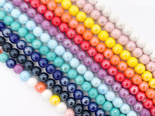 Load image into Gallery viewer, 10mm Electroplated Ceramic Porcelain Beads Large Hole Round Shiny Glossy Beads For Jewelry Making In 11 Colors Around 11&quot;
