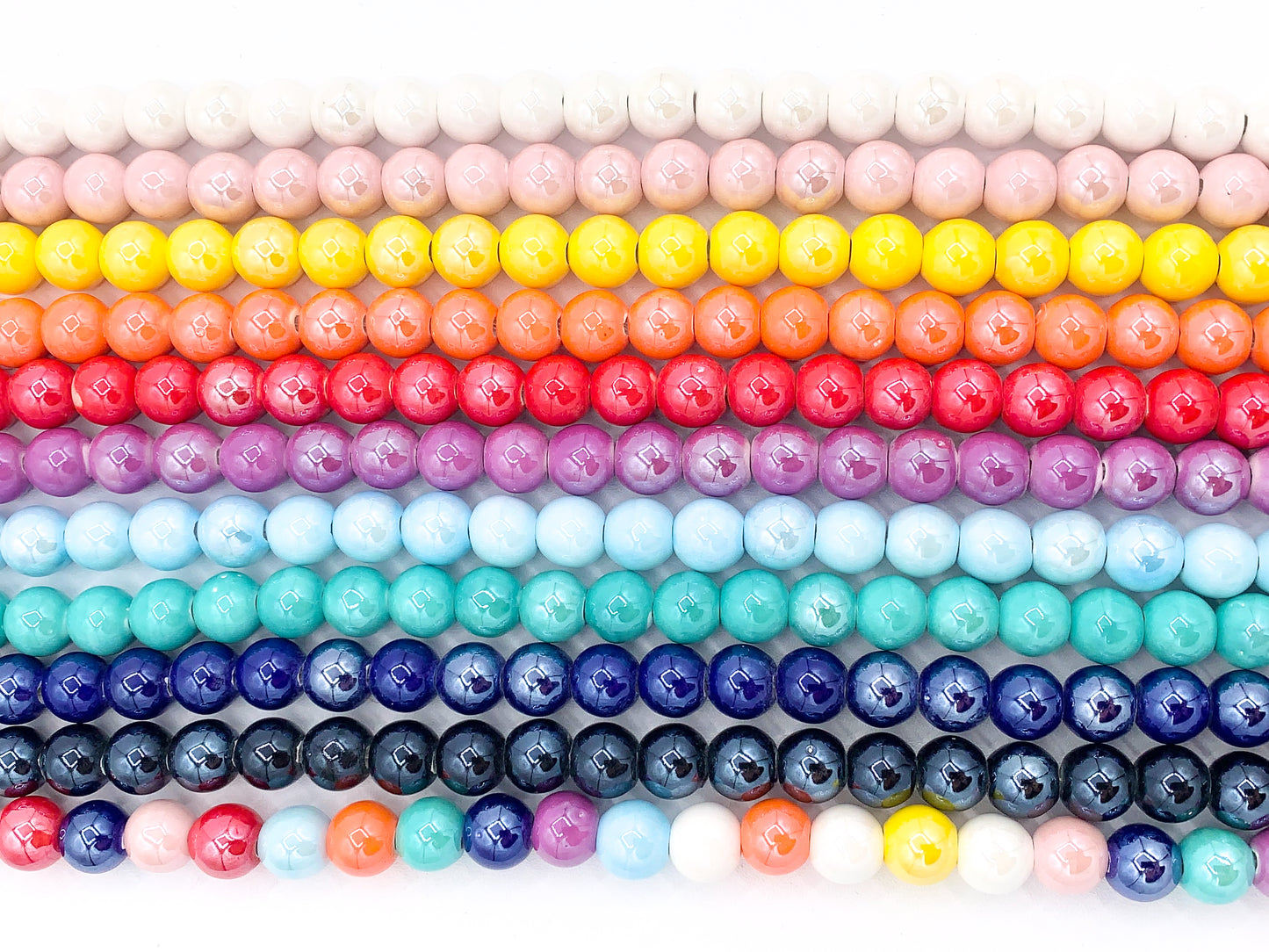 10mm Electroplated Ceramic Porcelain Beads Large Hole Round Shiny Glossy Beads For Jewelry Making In 11 Colors Around 11"