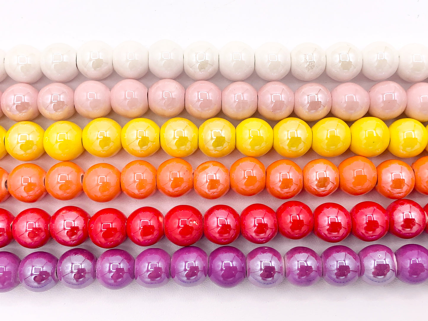 10mm Electroplated Ceramic Porcelain Beads Large Hole Round Shiny Glossy Beads For Jewelry Making In 11 Colors Around 11"