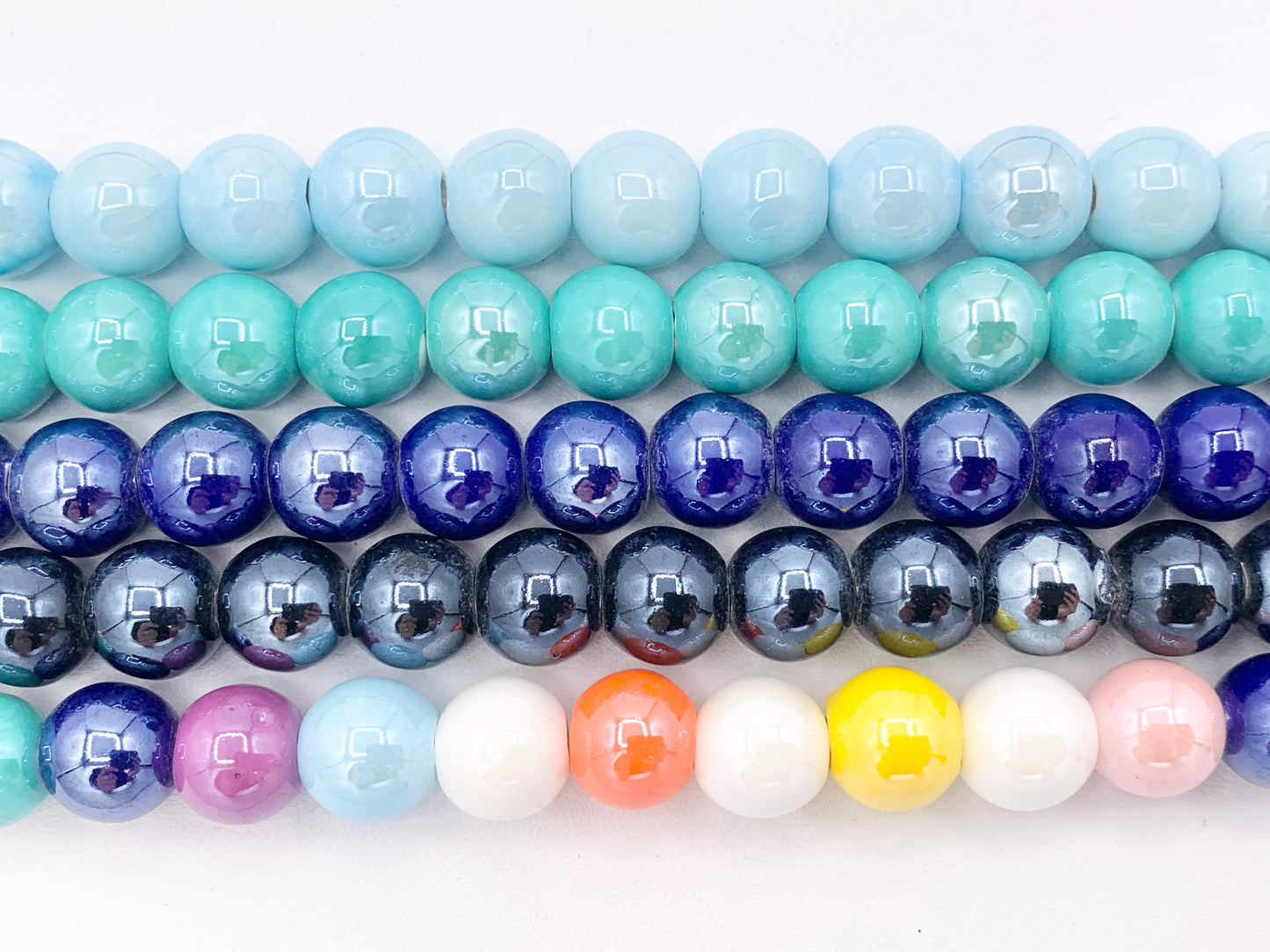 10mm Electroplated Ceramic Porcelain Beads Large Hole Round Shiny Glossy Beads For Jewelry Making In 11 Colors Around 11"