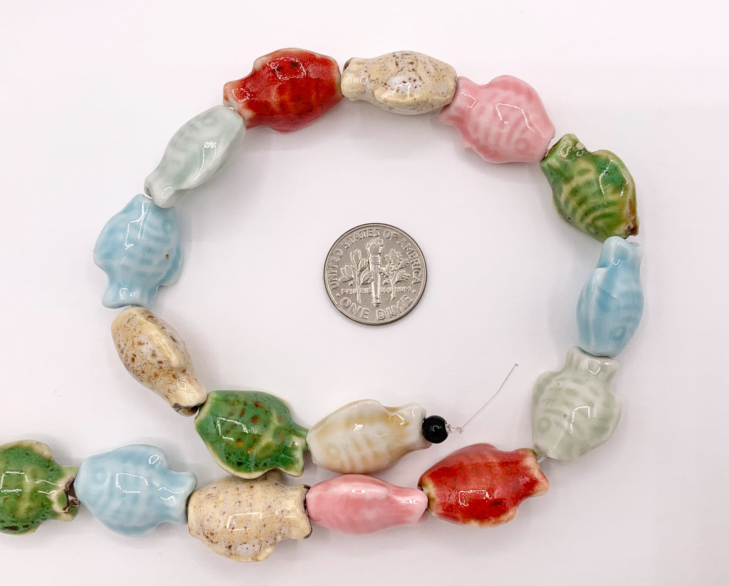 Puffy Fish Shape Ceramic Porcelain Shiny Beads For Jewelry Making 14-15" Price For 1 Strand