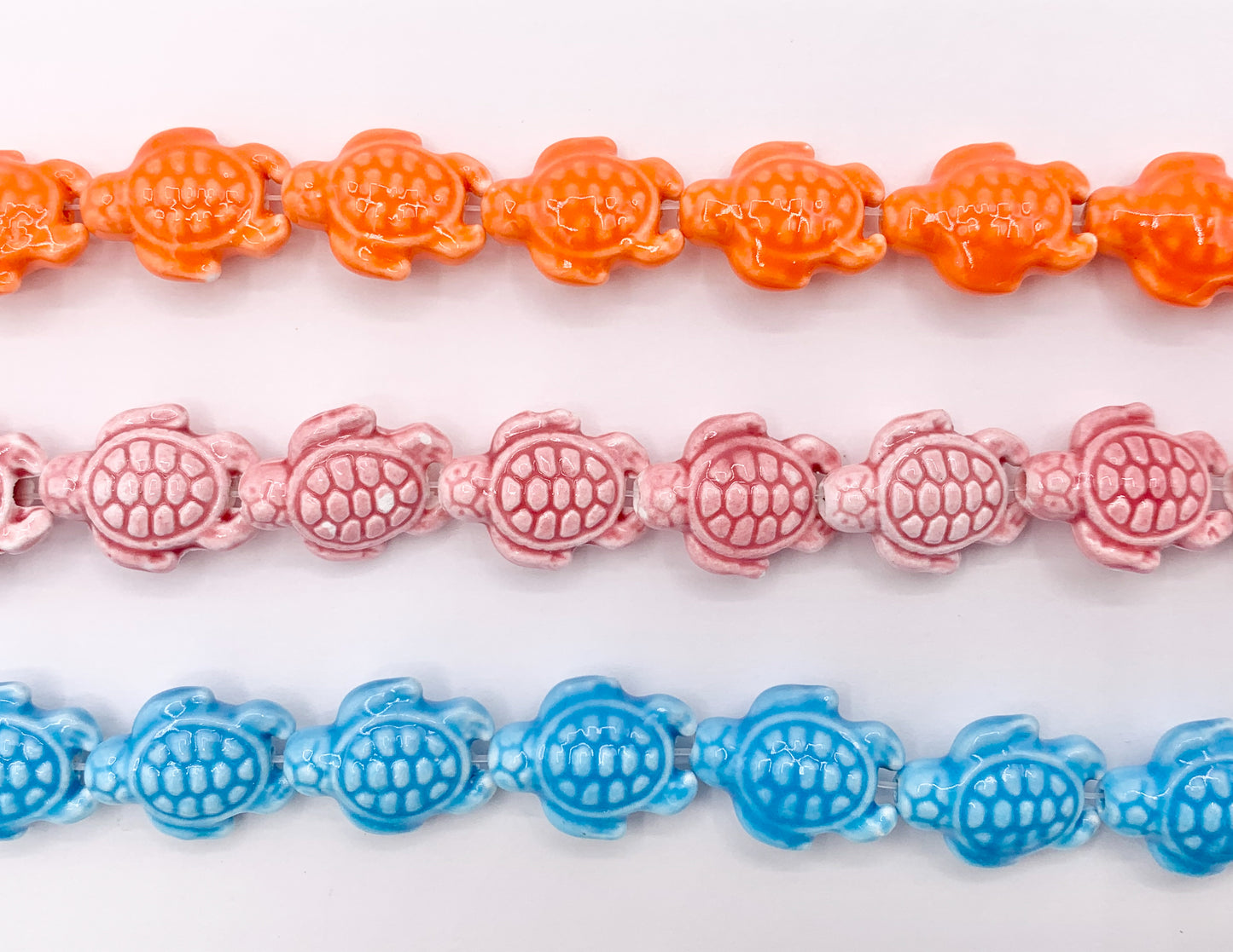 Puffy Turtle Shape Ceramic Porcelain Shiny Beads For Jewelry Making 14-15" Price For 1 Strand