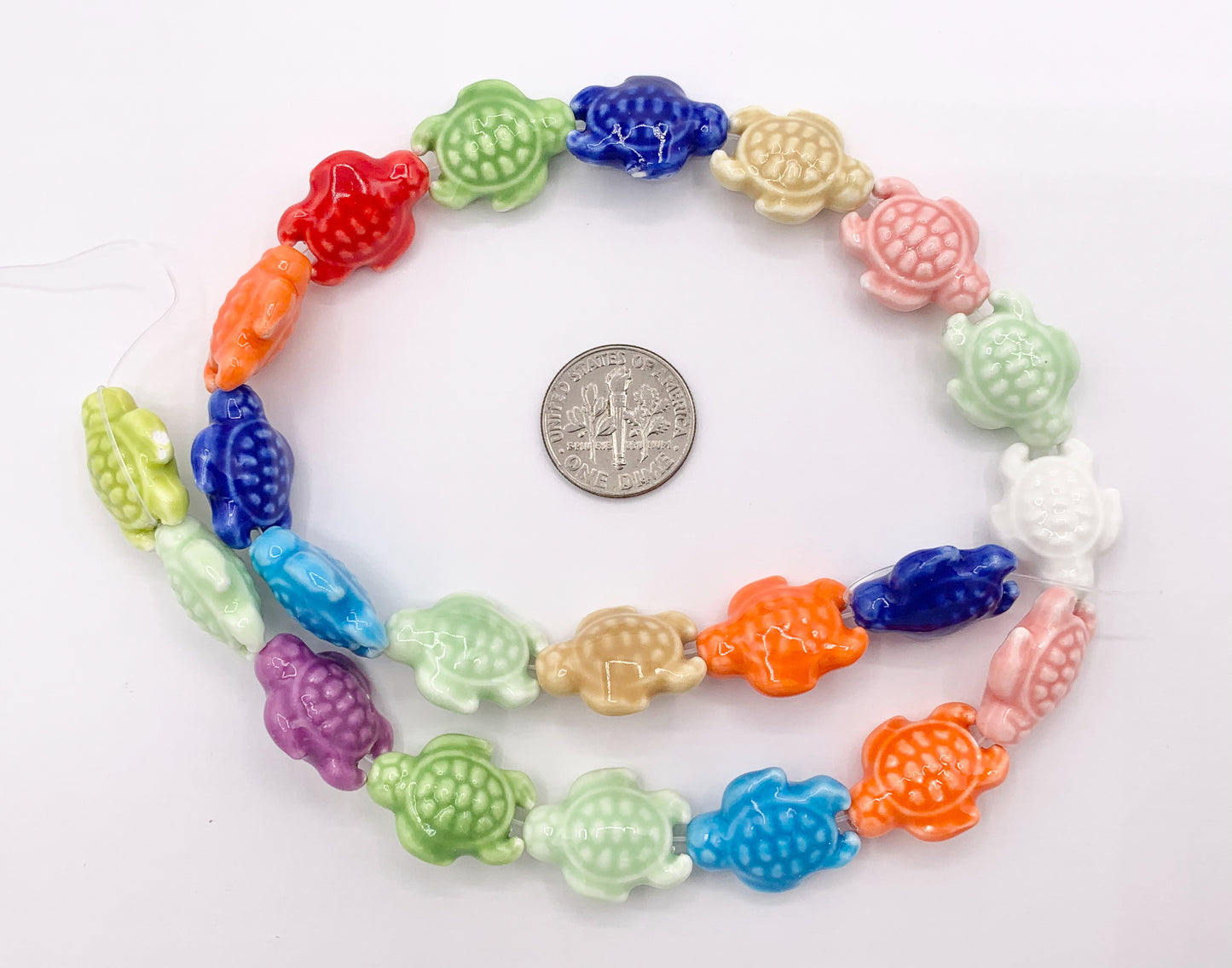 Puffy Turtle Shape Ceramic Porcelain Shiny Beads For Jewelry Making 14-15" Price For 1 Strand