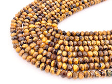 Load image into Gallery viewer, Tiger&#39;s Eye Natural Brown Rondelle Hand Cut Genuine Gemstone Beads 5mm 6mm 8mm 10mm Around 15&quot;
