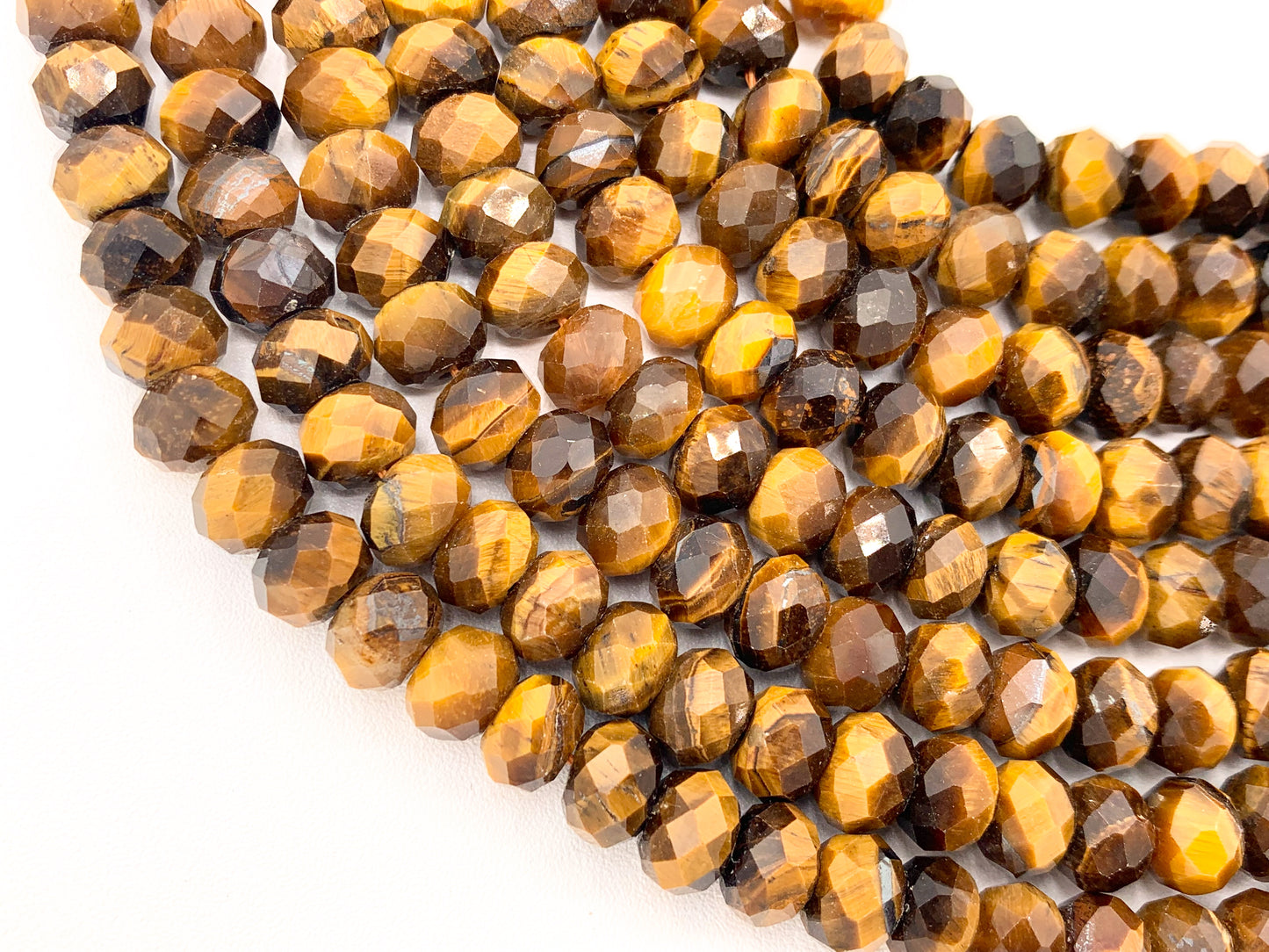 Tiger's Eye Natural Brown Rondelle Hand Cut Genuine Gemstone Beads 5mm 6mm 8mm 10mm Around 15"