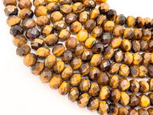 Load image into Gallery viewer, Tiger&#39;s Eye Natural Brown Rondelle Hand Cut Genuine Gemstone Beads 5mm 6mm 8mm 10mm Around 15&quot;
