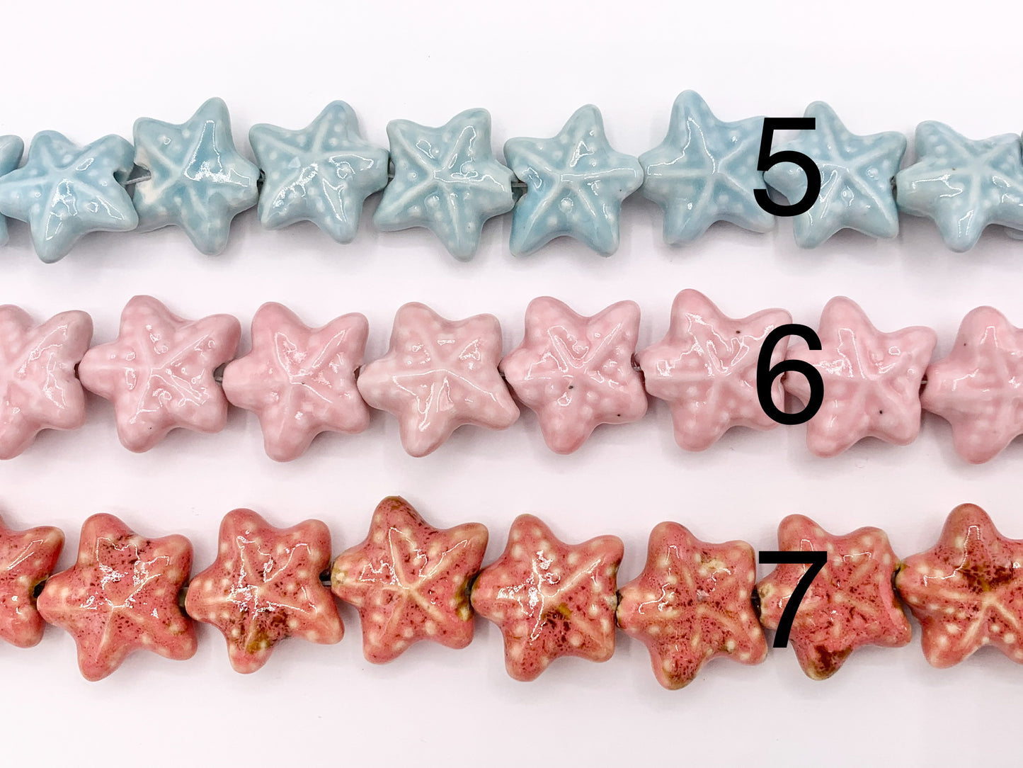 Puffy Starfish Shape Ceramic Porcelain Shiny Beads For Jewelry Making 13-14" Price For 1 Strand