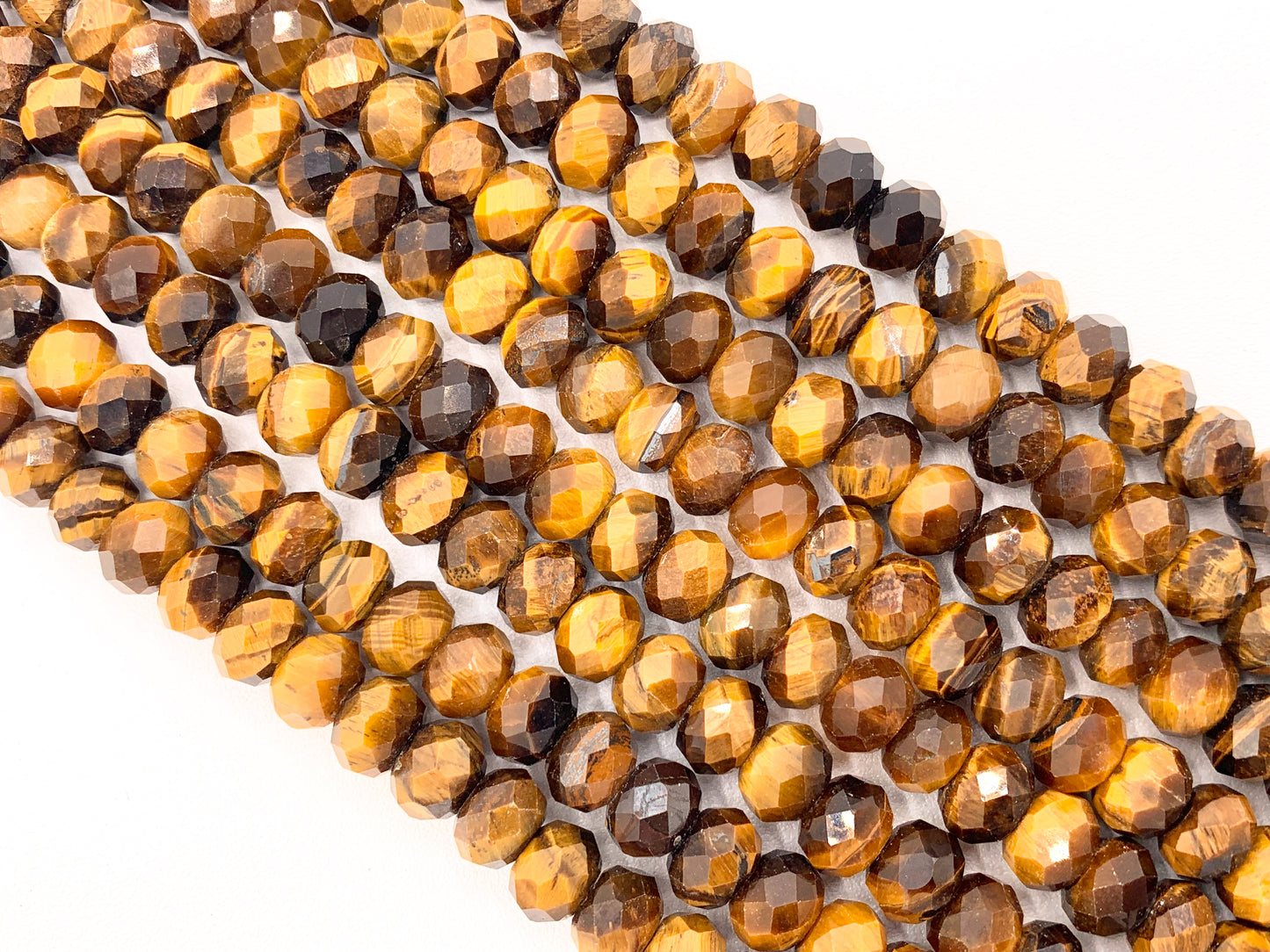 Tiger's Eye Natural Brown Rondelle Hand Cut Genuine Gemstone Beads 5mm 6mm 8mm 10mm Around 15"