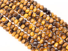 Load image into Gallery viewer, Tiger&#39;s Eye Natural Brown Rondelle Hand Cut Genuine Gemstone Beads 5mm 6mm 8mm 10mm Around 15&quot;
