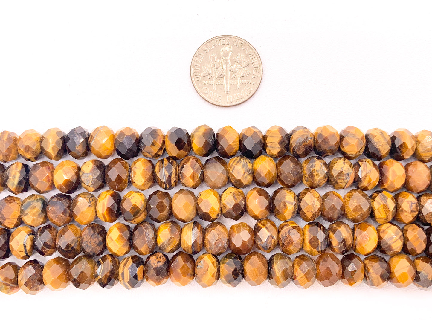 Tiger's Eye Natural Brown Rondelle Hand Cut Genuine Gemstone Beads 5mm 6mm 8mm 10mm Around 15"