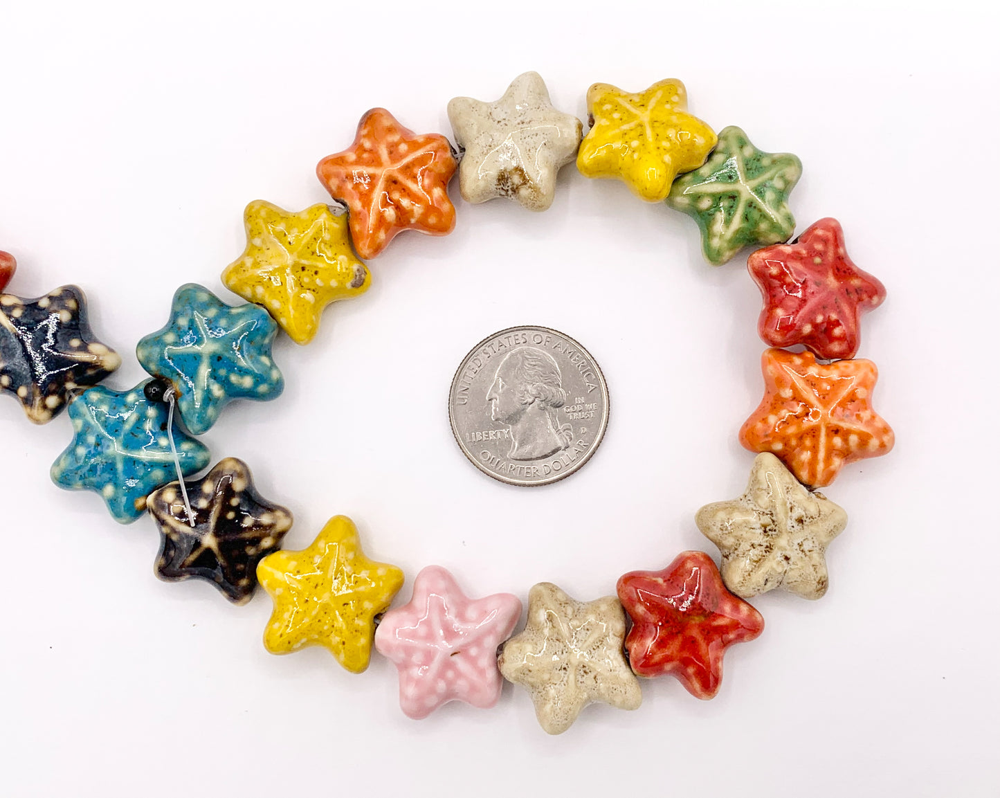 Puffy Starfish Shape Ceramic Porcelain Shiny Beads For Jewelry Making 13-14" Price For 1 Strand