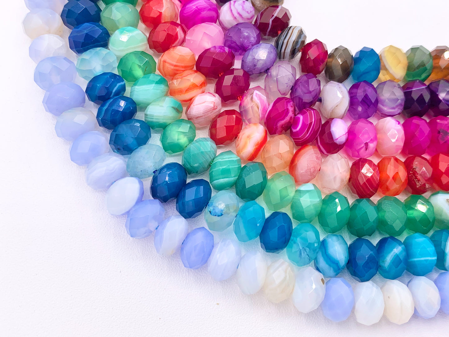 Dyed Colorful Sardonyx Rondelle Hand Cut Genuine Gemstone Beads in 7 Colors 6mm 8mm 10mm Around 15"
