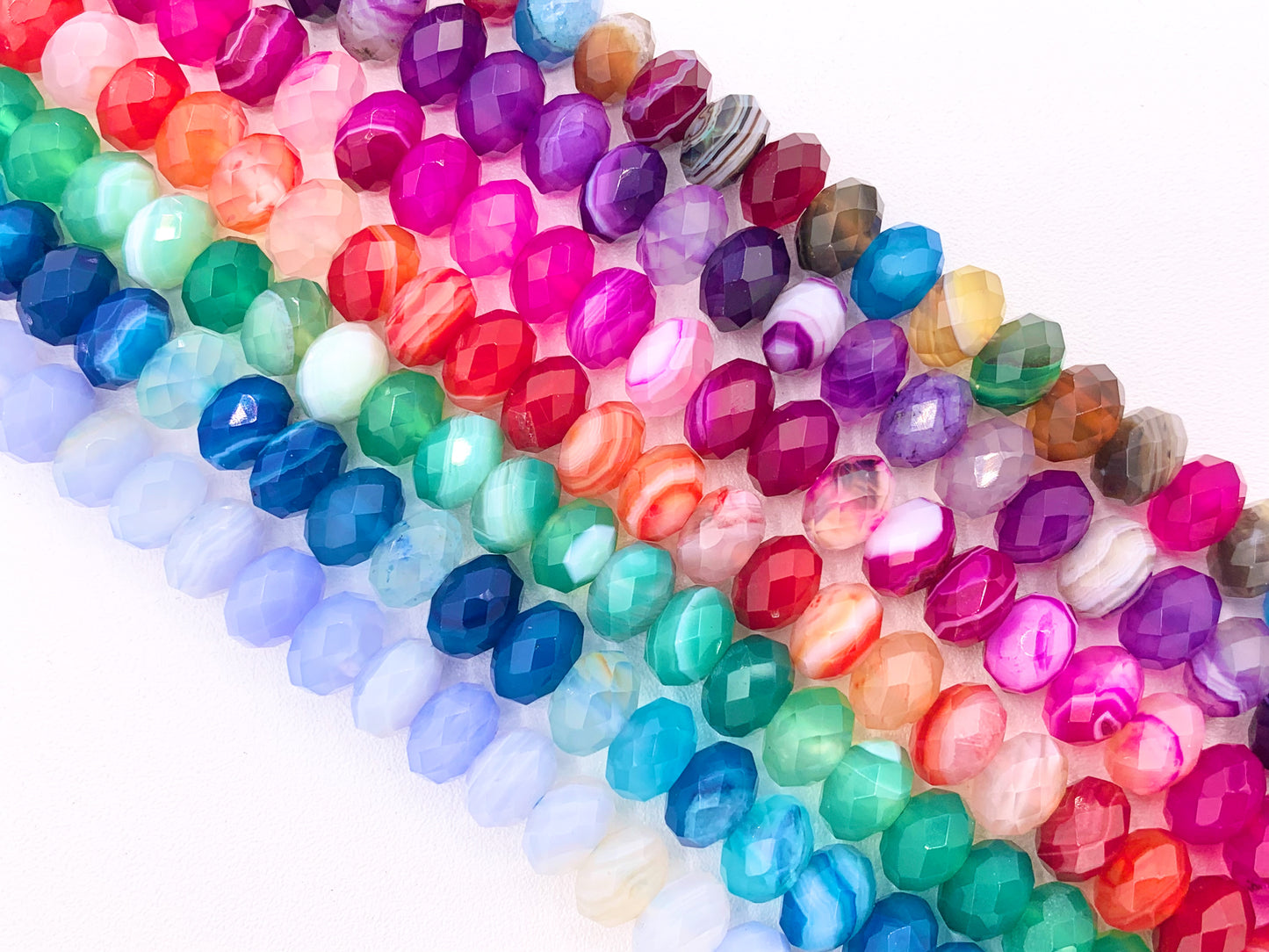 Dyed Colorful Sardonyx Rondelle Hand Cut Genuine Gemstone Beads in 7 Colors 6mm 8mm 10mm Around 15"