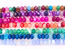 Load image into Gallery viewer, Dyed Colorful Sardonyx Rondelle Hand Cut Genuine Gemstone Beads in 7 Colors 6mm 8mm 10mm Around 15&quot;
