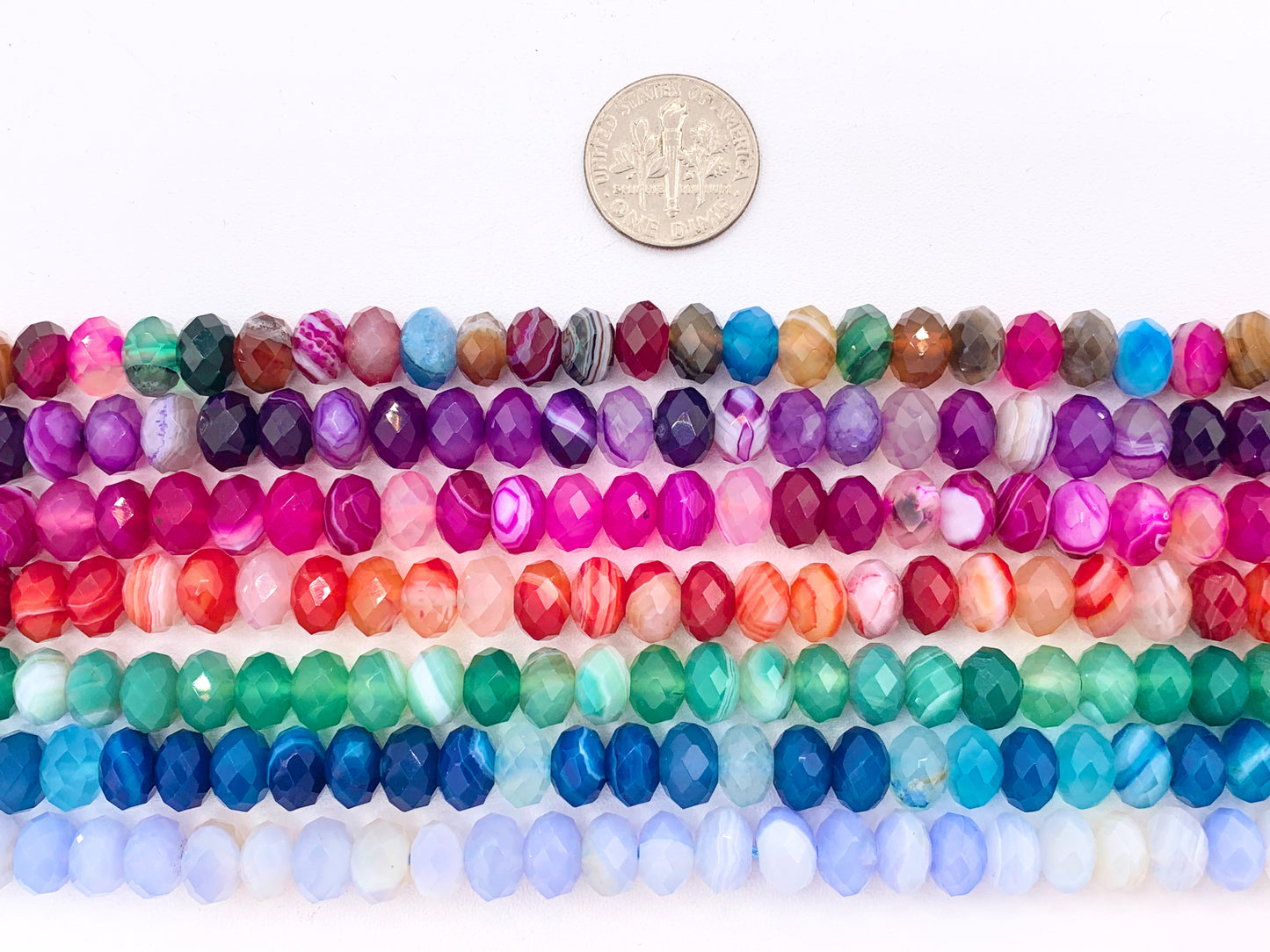 Dyed Colorful Sardonyx Rondelle Hand Cut Genuine Gemstone Beads in 7 Colors 6mm 8mm 10mm Around 15"
