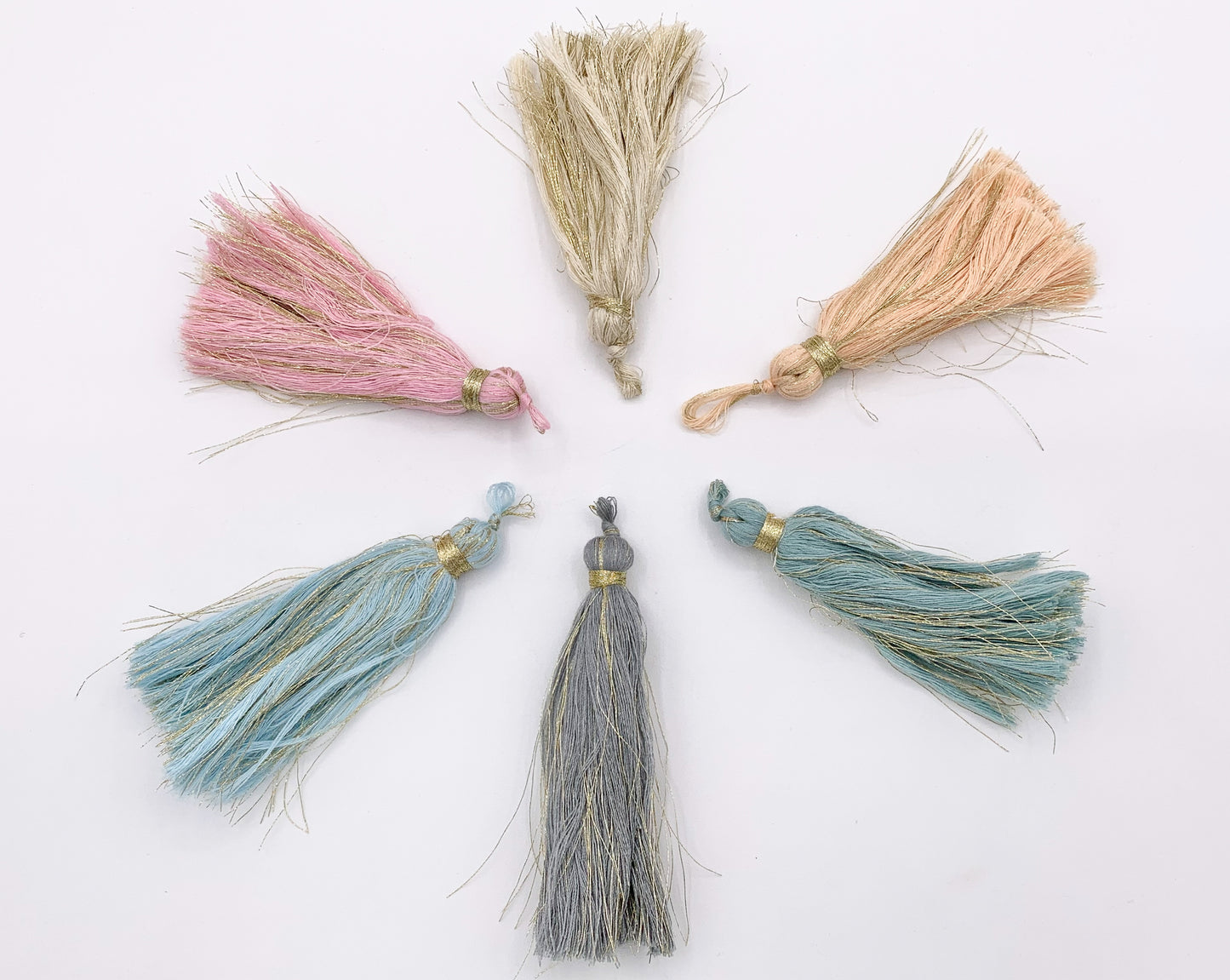 3.5 inches Silk Tassel Beautiful Handmade Tassel Mala Tassel in Cream, Gray, Pink, Peach, Blue, Green