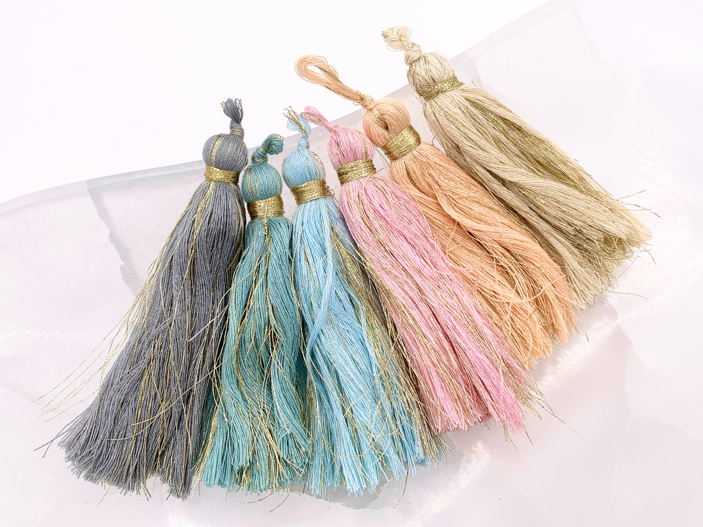 3.5 inches Silk Tassel Beautiful Handmade Tassel Mala Tassel in Cream, Gray, Pink, Peach, Blue, Green