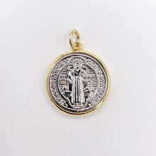 Cargar imagen en el visor de la galería, 2 Tone Religious St Benedict Charms in 18K Gold &amp; Silver Plated over Copper 6 PCS
