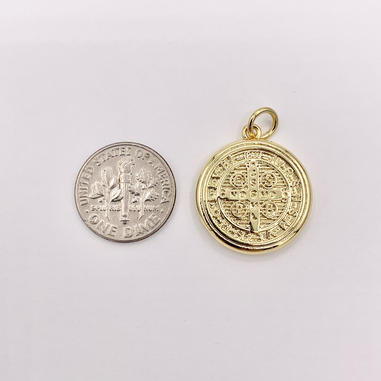 2 Tone Religious St Benedict Charms in 18K Gold & Silver Plated over Copper 6 PCS