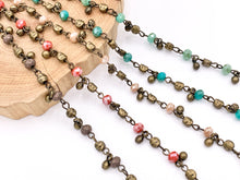 Load image into Gallery viewer, Vintage Dangle Crystal Rondelle Faceted Rosary Style Beaded Chain With Brass Wire By Spool 6mm
