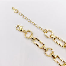 Cargar imagen en el visor de la galería, Circle + Paperclip Link Necklace 18K Gold Plated Copper Finished Necklace 17.5" + 2" Extension 3 PCS
