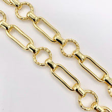 Cargar imagen en el visor de la galería, Circle + Paperclip Link Necklace 18K Gold Plated Copper Finished Necklace 17.5" + 2" Extension 3 PCS
