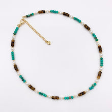 Cargar imagen en el visor de la galería, Delicate Tiger's Eye, Magnesite &amp; Pearl Necklaces 18K Gold Plated Copper Choker Finished Necklace 16.5" Price For 1 Necklace
