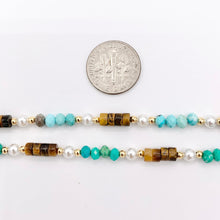 Cargar imagen en el visor de la galería, Delicate Tiger's Eye, Magnesite &amp; Pearl Necklaces 18K Gold Plated Copper Choker Finished Necklace 16.5" Price For 1 Necklace
