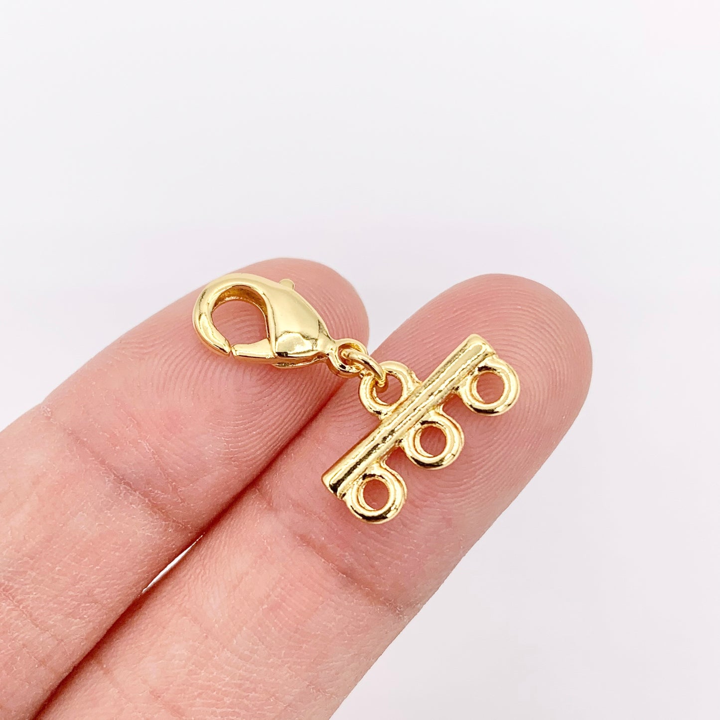 3 Strand Gold Lobster Clasps + 3" Extender Chain in 18K Gold Plated Copper Triple Clasp Component for Jewelry Making 10 PCS