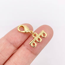 Load image into Gallery viewer, 3 Strand Gold Lobster Clasps + 3" Extender Chain in 18K Gold Plated Copper Triple Clasp Component for Jewelry Making 10 PCS
