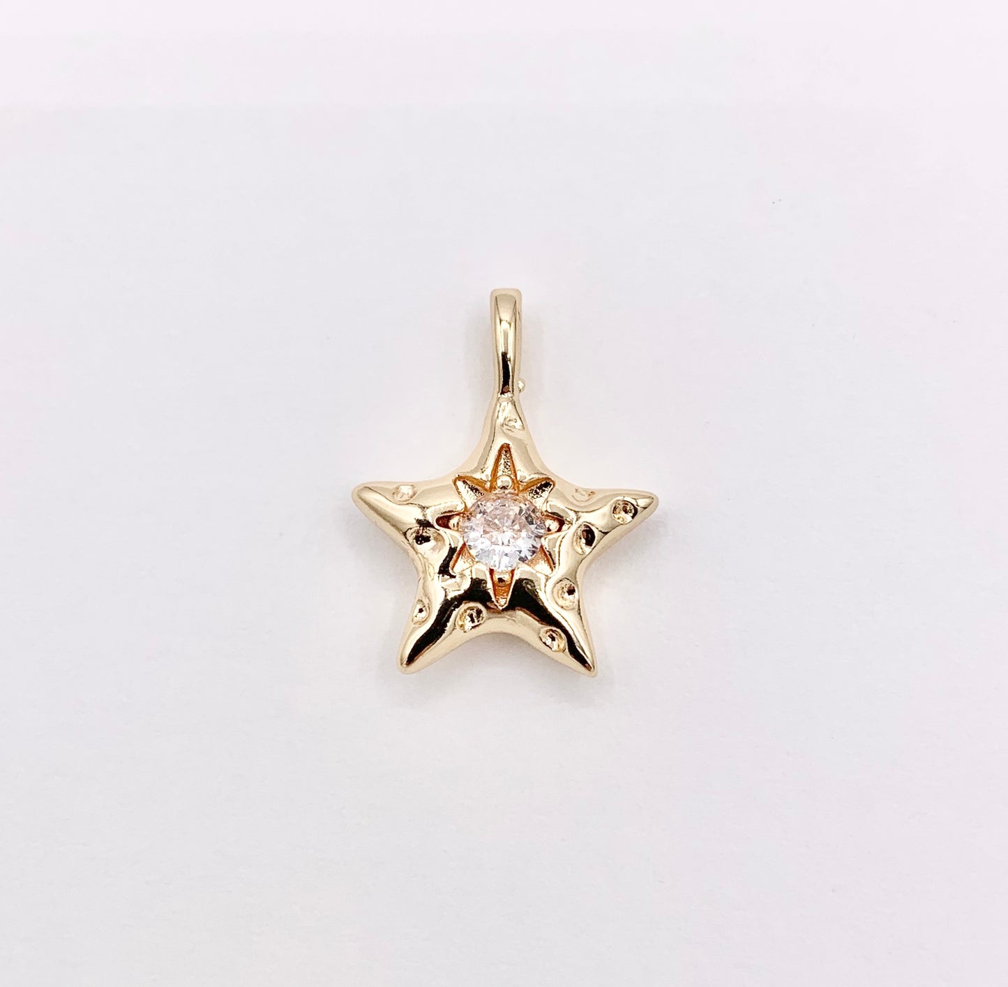 Cute CZ Pave Star Pendant in Real Gold 18K Plated Copper 8 PCS