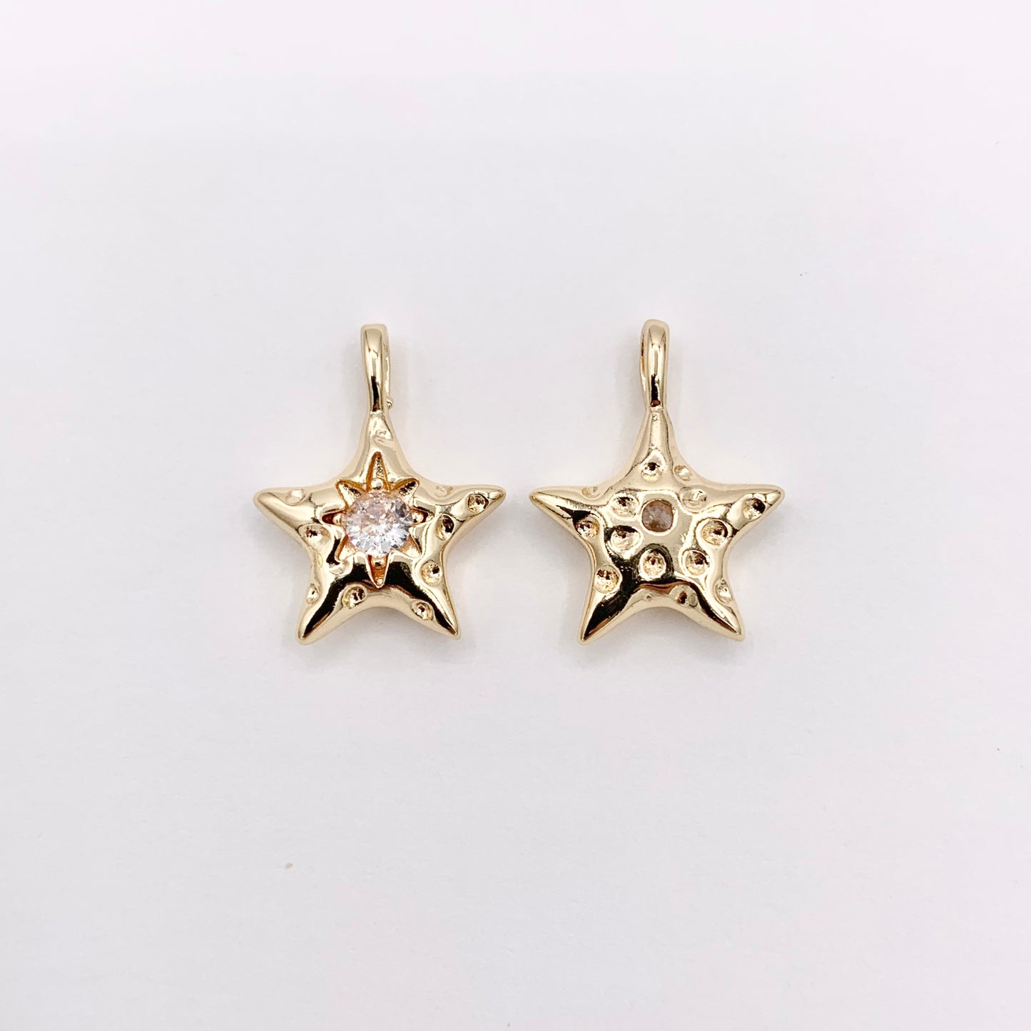 Cute CZ Pave Star Pendant in Real Gold 18K Plated Copper 8 PCS