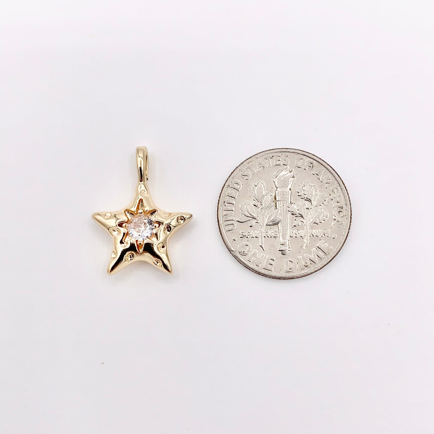 Cute CZ Pave Star Pendant in Real Gold 18K Plated Copper 8 PCS