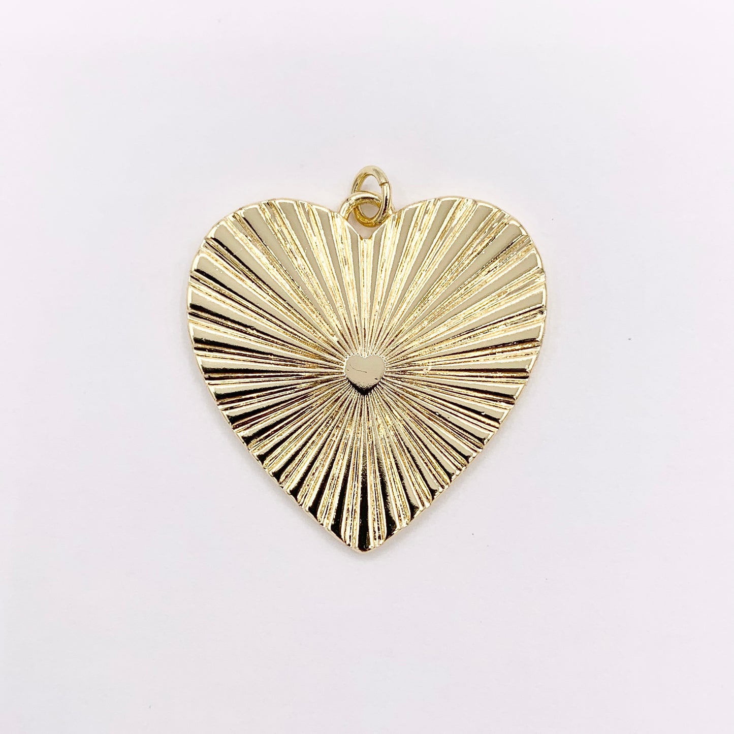 Large Heart Charms Real 18K Gold Plated Heart Pendant Over Brass 5 PCS