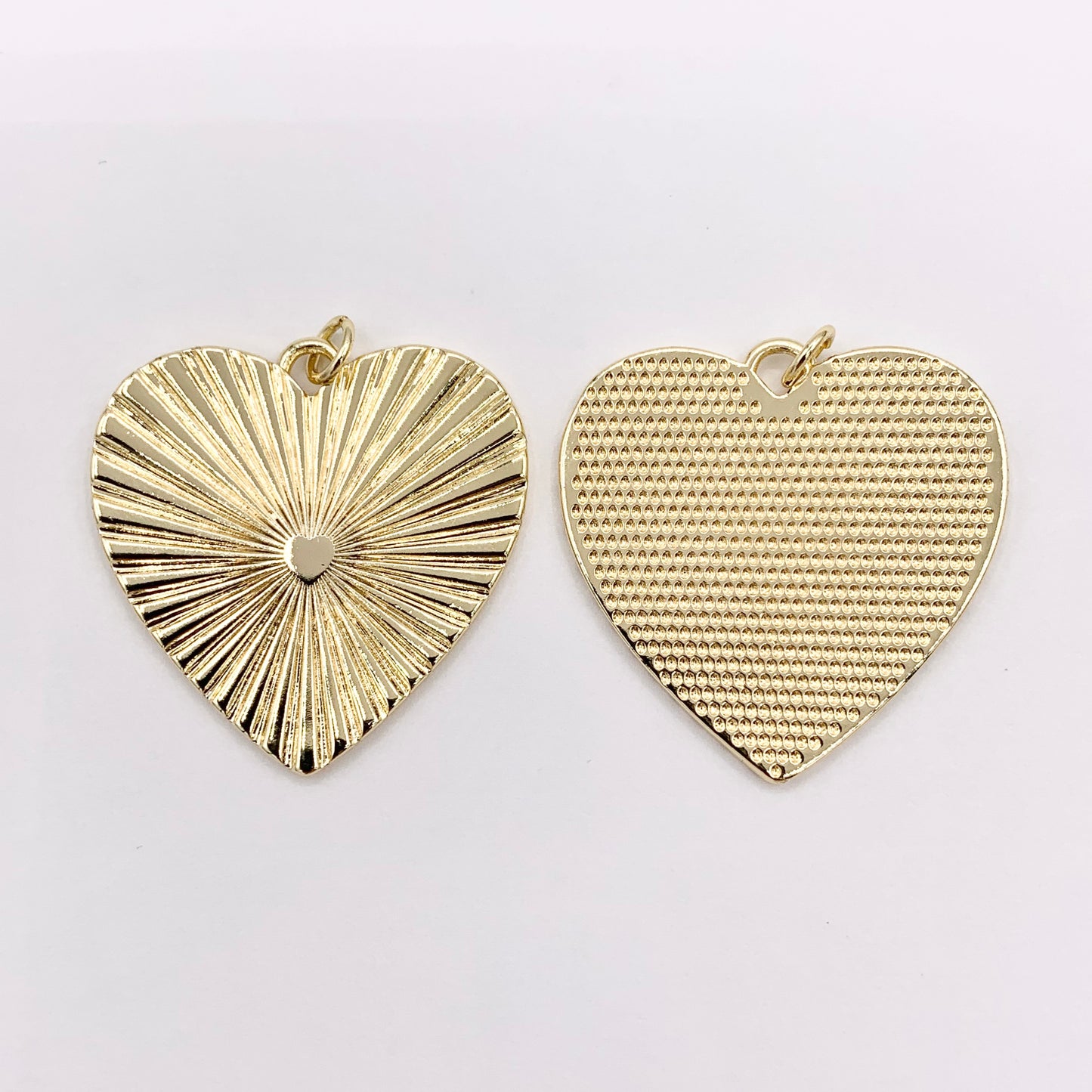 Large Heart Charms Real 18K Gold Plated Heart Pendant Over Brass 5 PCS